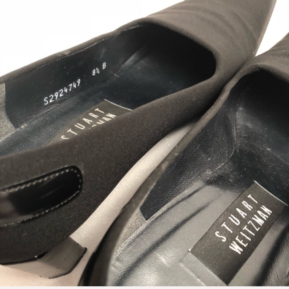 Stuart Weitzman Black Stretch Square Toe Pumps 8.5 - image 4